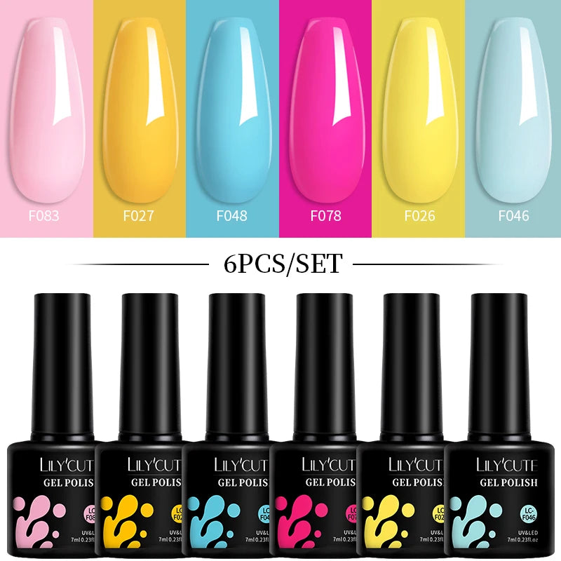 Set 6 Piese Oja Gel Termica LILYCUTE 7ML Serie Roșie