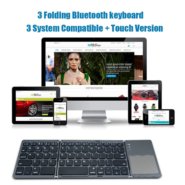 Tastatură Bluetooth Pliabilă cu Touchpad pentru IOS Android Windows