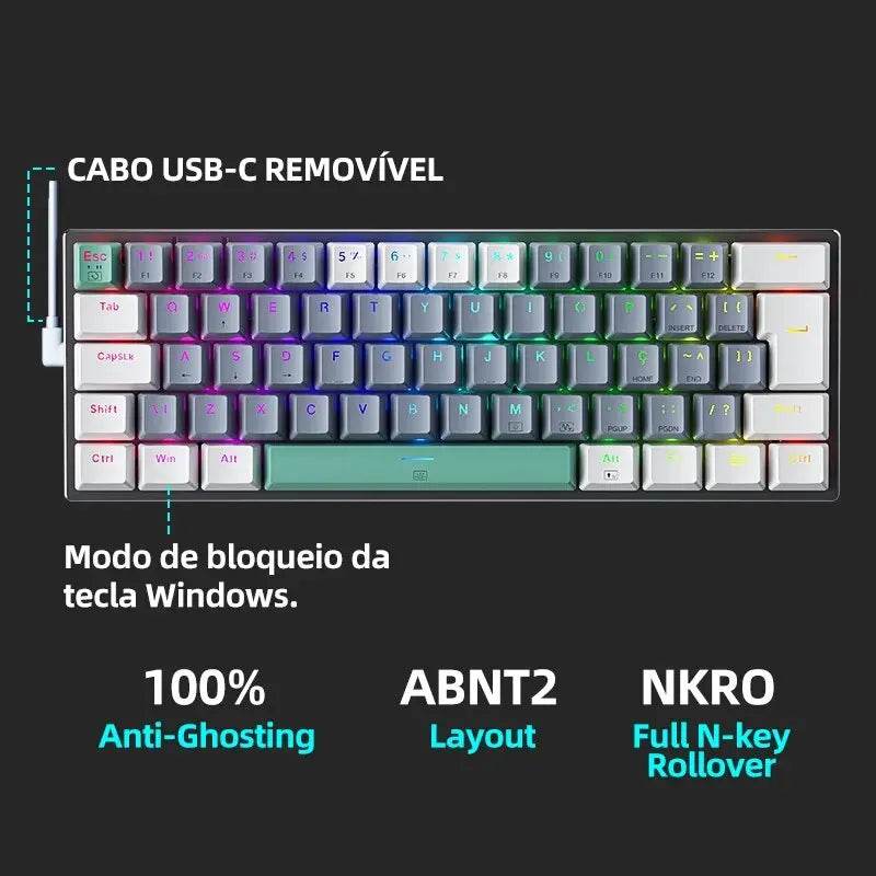 Machenike K500-B61 Mini Tastatură Mecanică 60% ABNT2 RGB - Venduqo