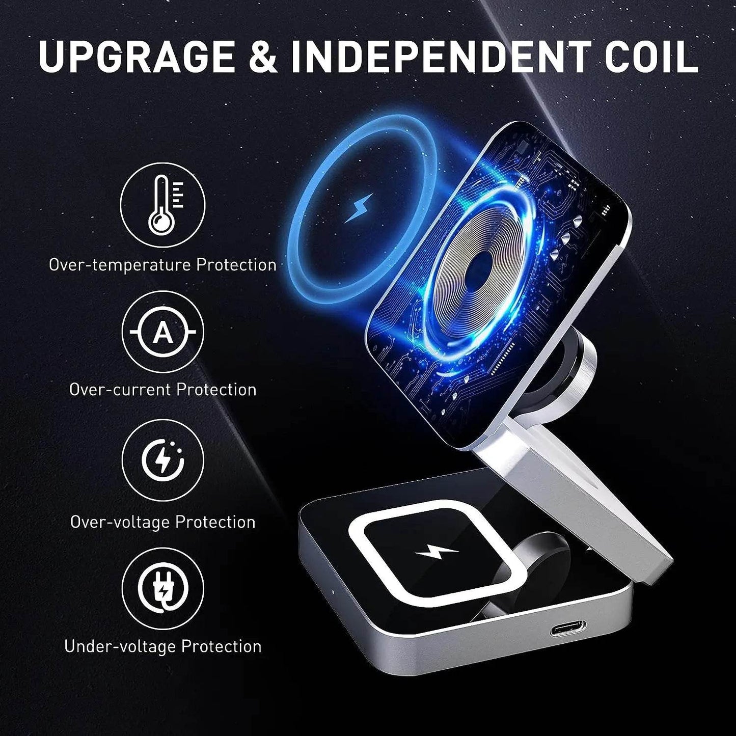 Încărcător Wireless Magnetic 3 în 1 30W pentru iPhone 15/14/13/12 Pro Max - Venduqo