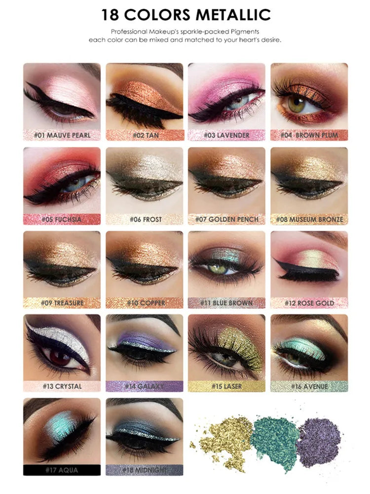 FOCALLURE Glitter Eyeshadow 18 Culori