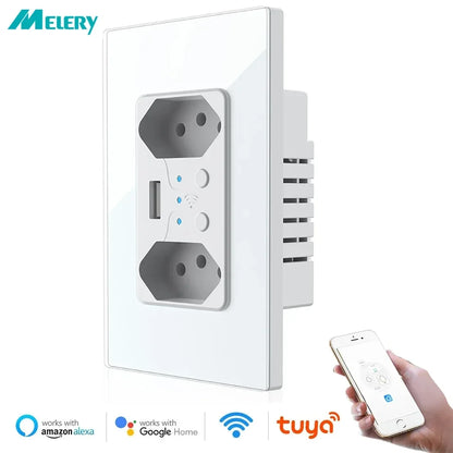 Priză Inteligentă Melery WiFi cu 2 USB - Control Vocal