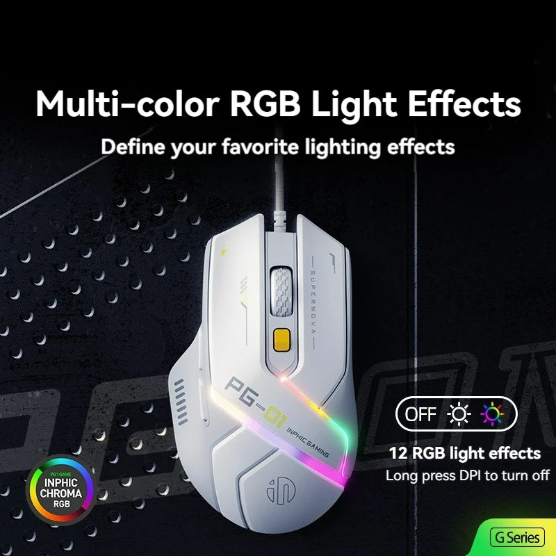 Mouse Gaming Wired Inphic PG1 cu RGB și Macro