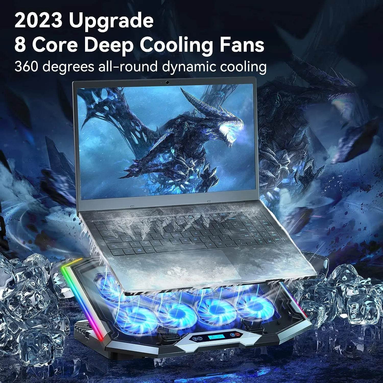 Pad de Răcire pentru Laptop de Gaming cu 8 Ventilatoare RGB - Venduqo