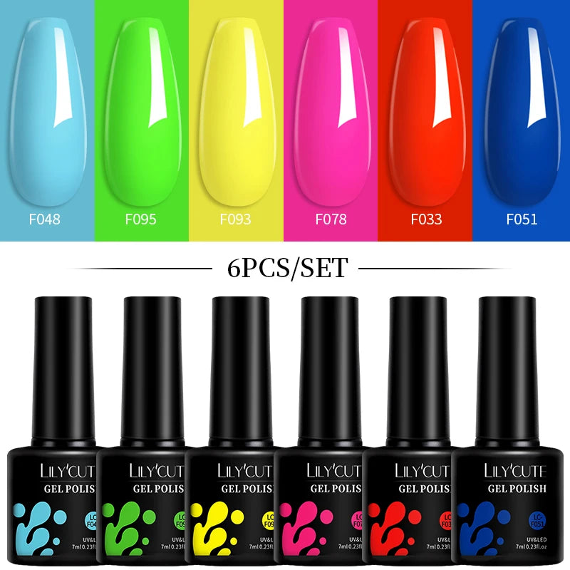 Set 6 Piese Oja Gel Termica LILYCUTE 7ML Serie Roșie