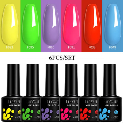 Set 6 Piese Oja Gel Termica LILYCUTE 7ML Serie Roșie