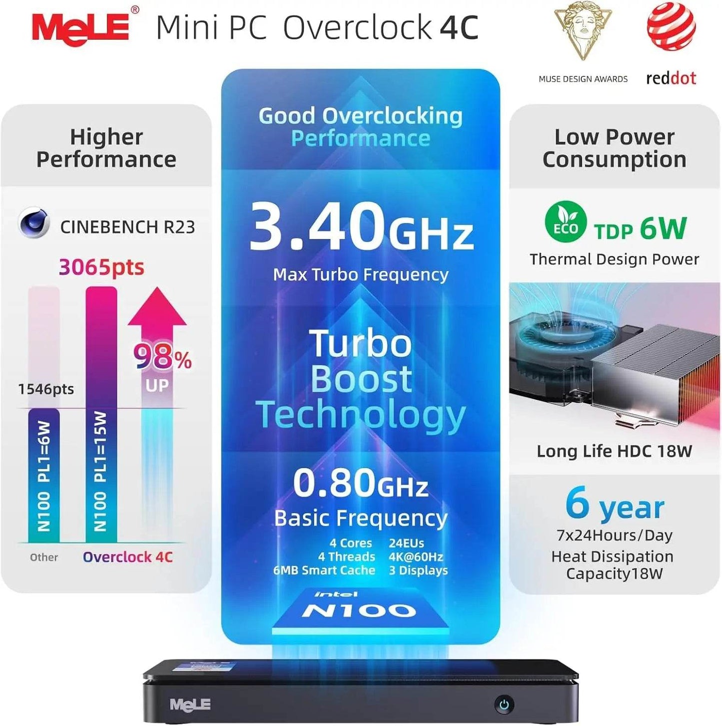 MeLE Slim Mini PC N100 – 16GB RAM, 512GB SSD, Windows 11 - Venduqo