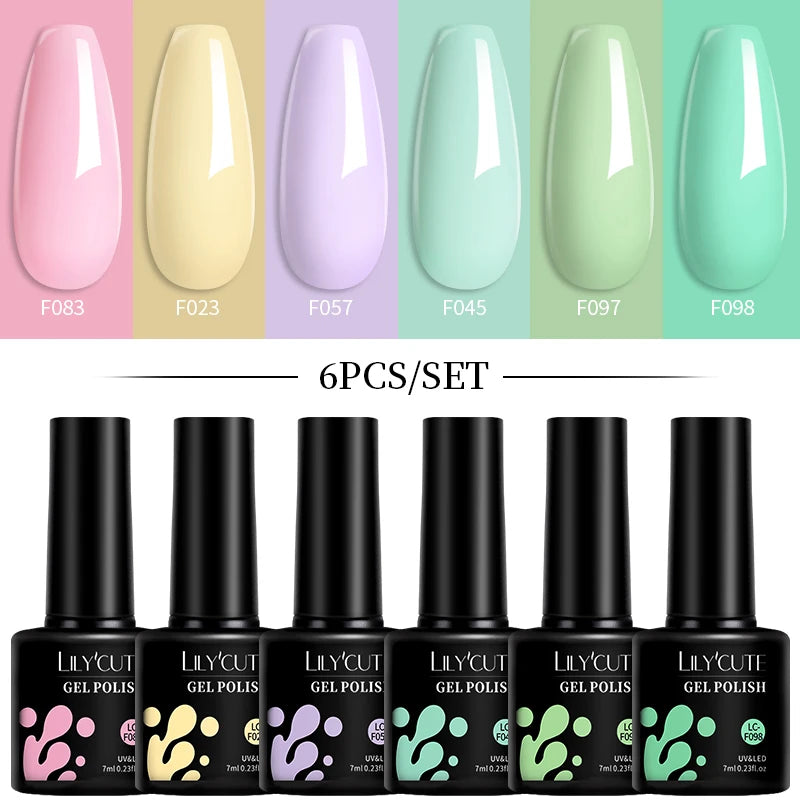 Set 6 Piese Oja Gel Termica LILYCUTE 7ML Serie Roșie