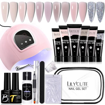 LILYCUTE Set Manicure 15ML cu Gel pentru Extensii Unghii și Lampă UV