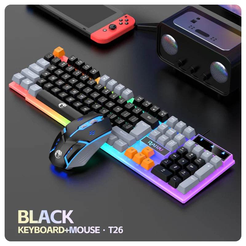 Set Tastatură și Mouse RAIKU T26 cu Iluminare RGB - Venduqo