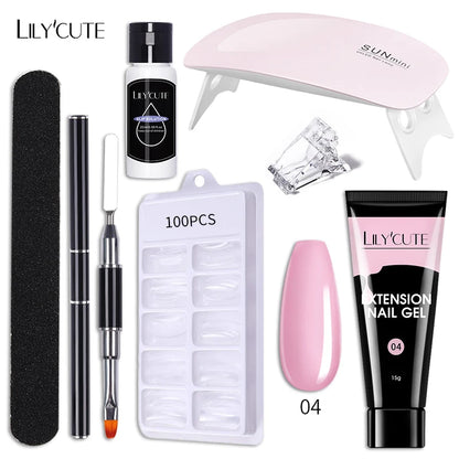 LILYCUTE Set Manicure 15ML cu Gel pentru Extensii Unghii și Lampă UV