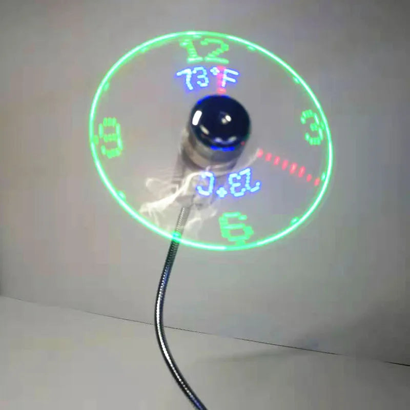 Ventilator Mini USB cu Display de Timp și Temperatură