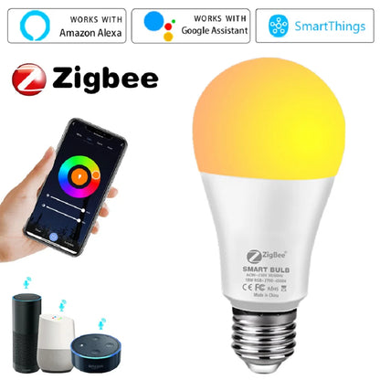 Lampa Inteligentă Tuya Zigbee E27 12W 15W 18W RGBCW