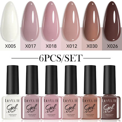 LILYCUTE Set de 6 Piese 7ml Oja Gel pentru Unghii DIY