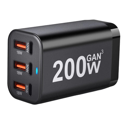 Încărcător Rapid GaN USB C 200W cu 6 Porturi