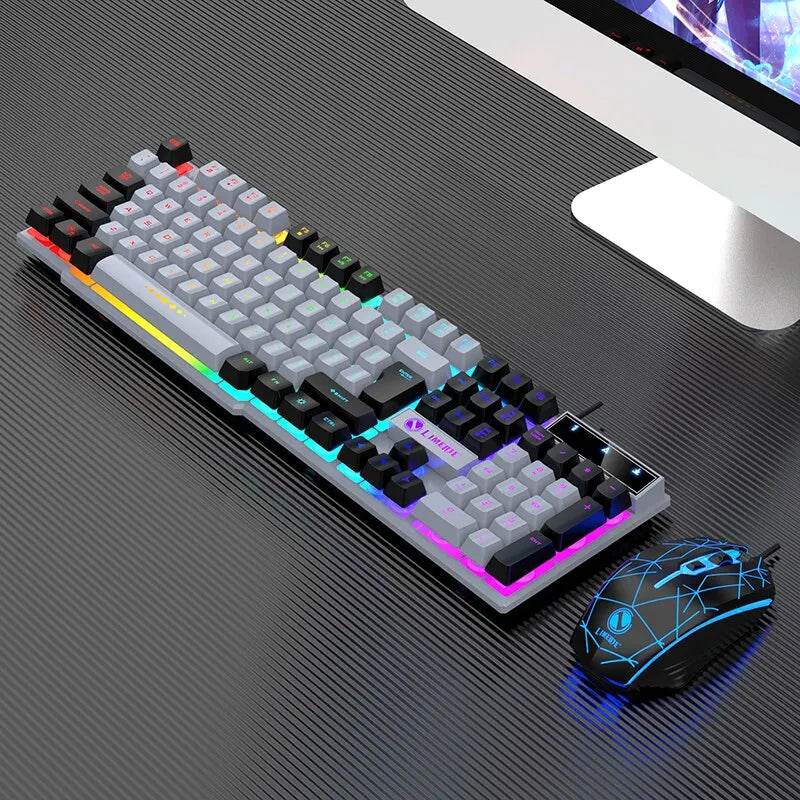 Set Tastatură și Mouse Wired Luminiscente Mecanic pentru PC - Venduqo