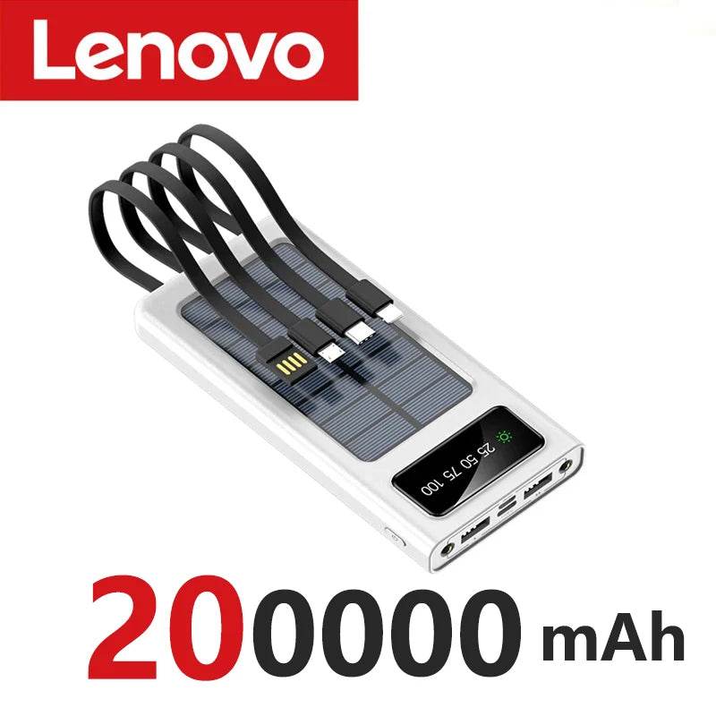 Power Bank Solar Lenovo 200000mAh cu Cablu Integrat - Venduqo