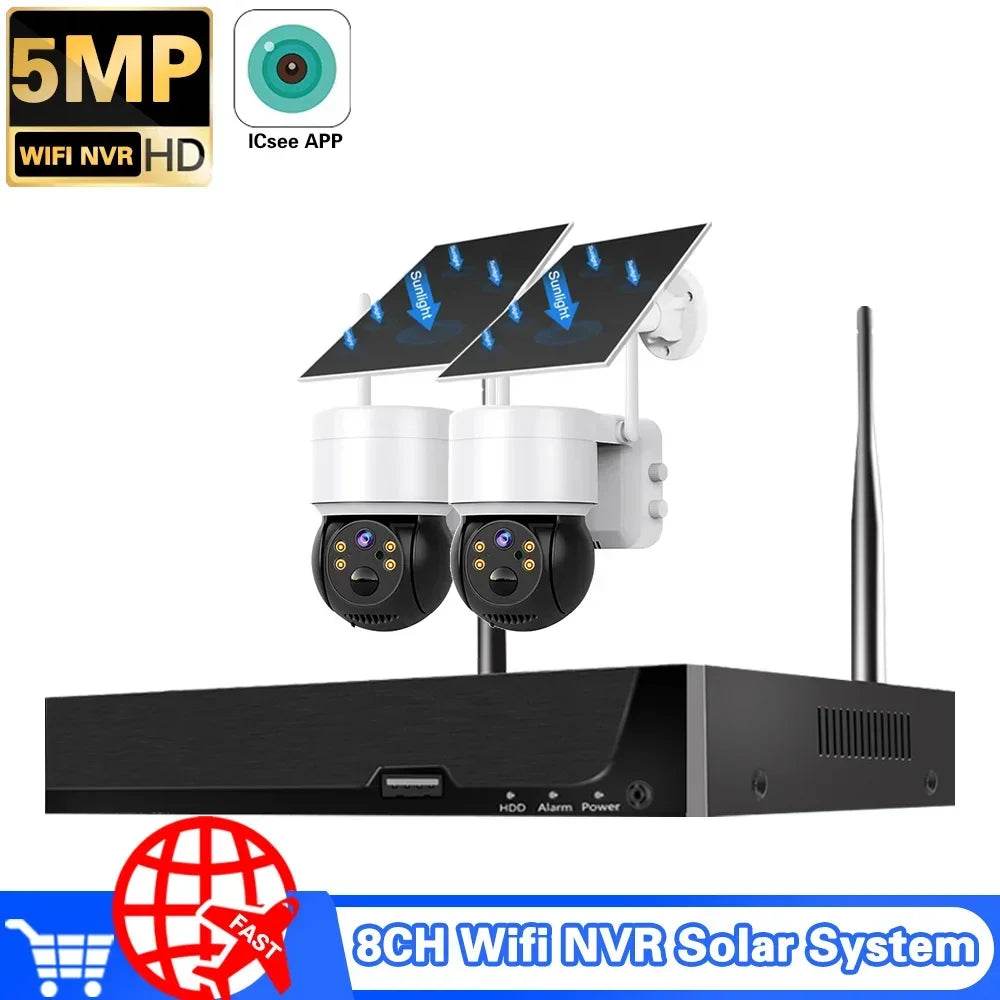 Sistem de Supraveghere Wireless 8CH 5MP NVR cu Cameră Solară PTZ - Venduqo