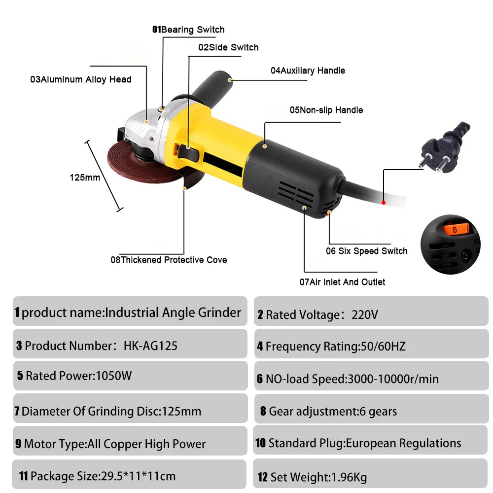 Polizor Unghiular Electric 125MM 1050W pentru Metal si Lemn