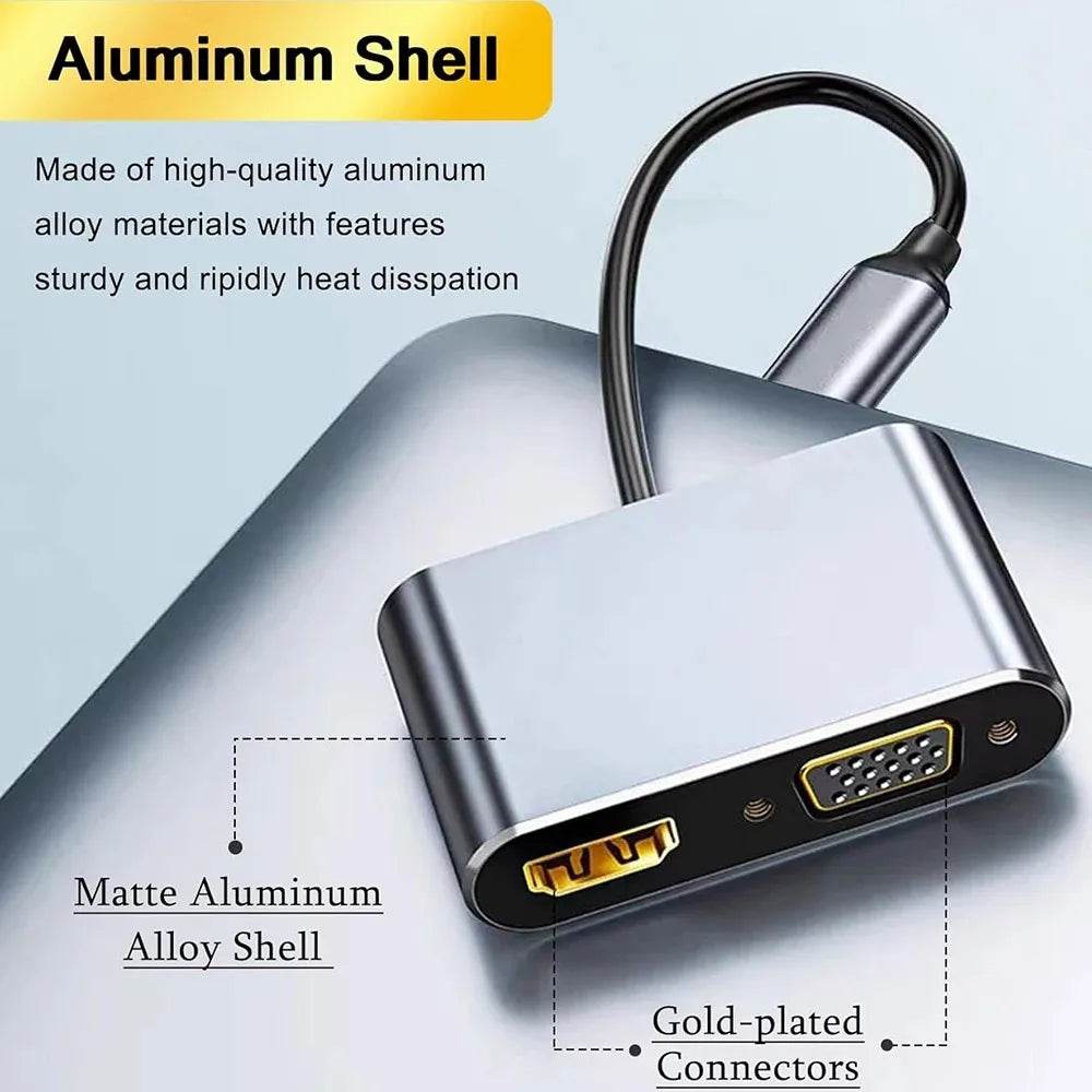 USB C Docking Station cu 4K HDMI și VGA pentru Laptopuri - Venduqo