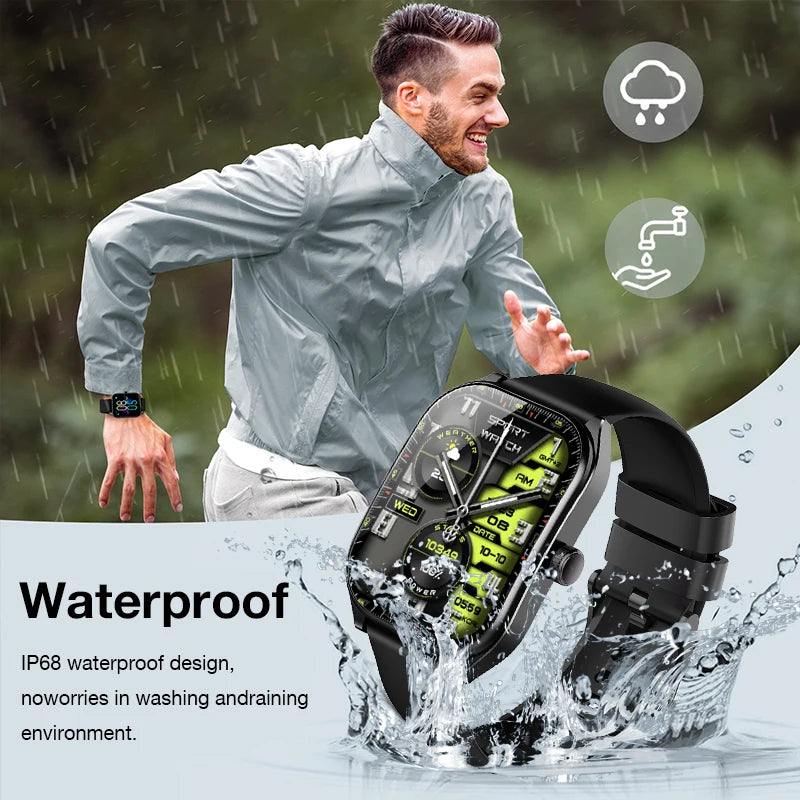 Ceas inteligent Aolon 2.01" cu ecran curbat, pentru bărbați și femei, waterproof