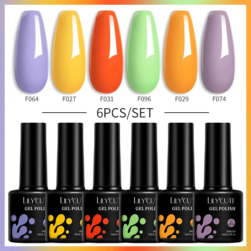 Set 6 Piese Oja Gel Termica LILYCUTE 7ML Serie Roșie