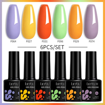 Set 6 Piese Oja Gel Termica LILYCUTE 7ML Serie Roșie