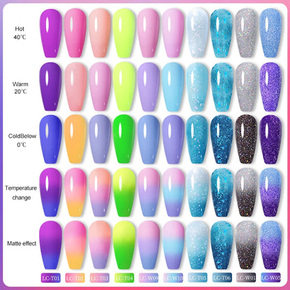 Set 6 Piese Oja Gel Termica LILYCUTE 7ML Serie Roșie