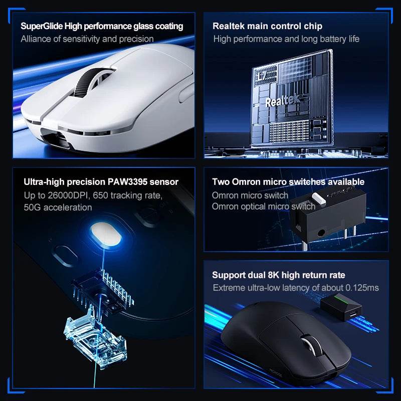 MCHOSE L7 L7PRO Mouse Wireless Tri-mode 26000 DPI - Venduqo