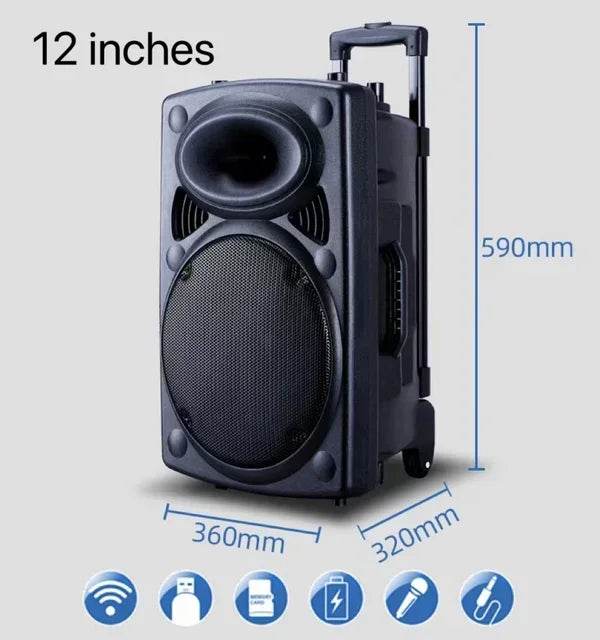 Boxă Bluetooth Wireless 15 Inch pentru Karaoke și Distracție în Aer Liber - Venduqo