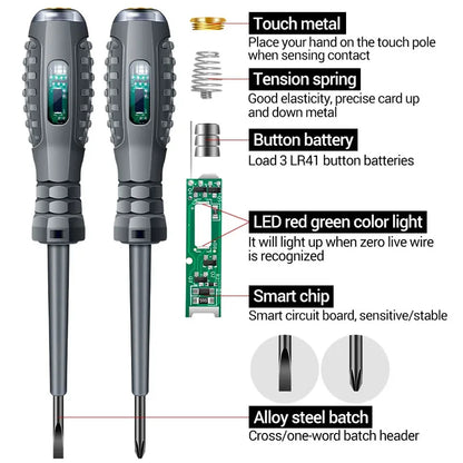 Set de 2 Șurubelnițe Electrice cu Tester de Tensiune 12-220V