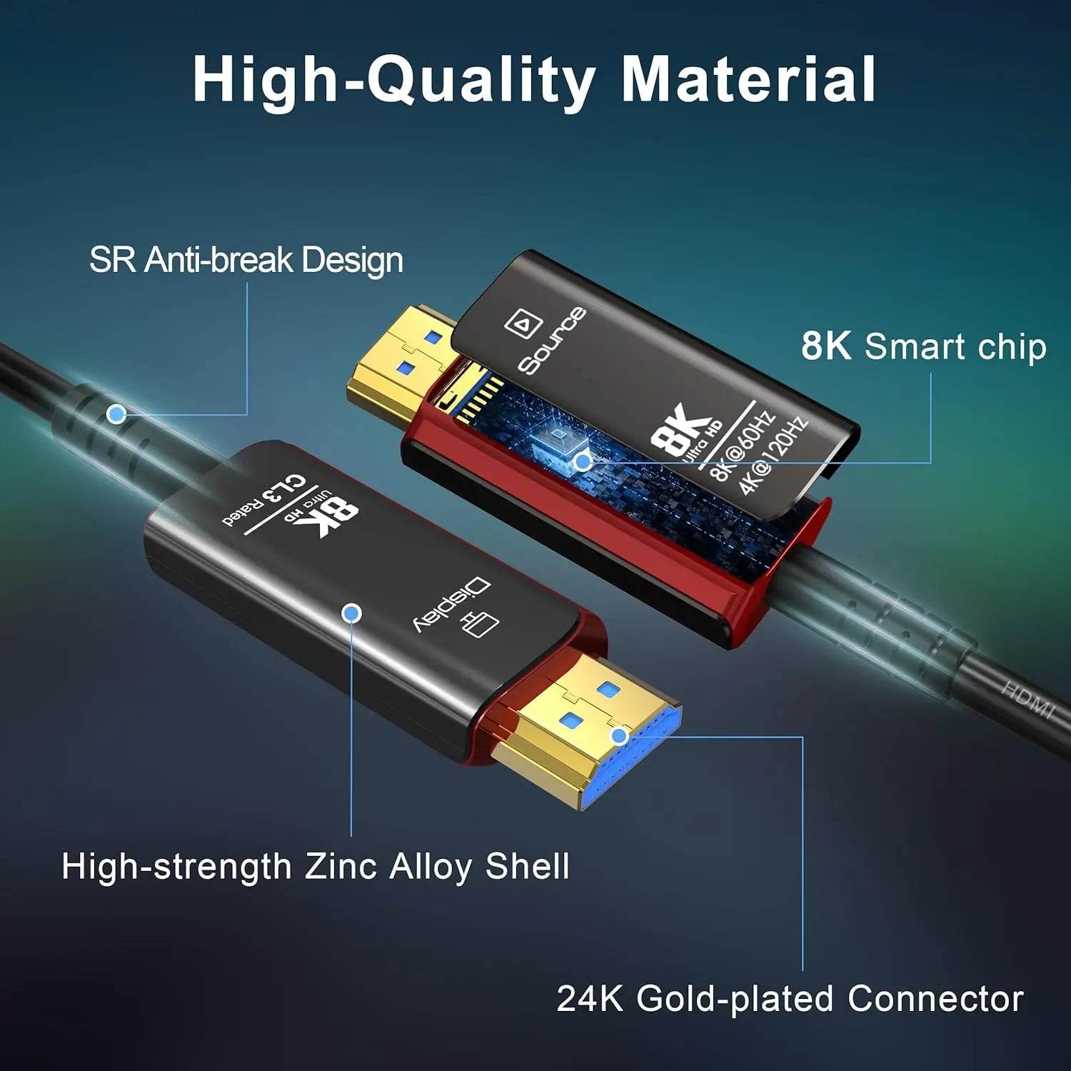 Cablu HDMI 50FT 8K 2.1 Fibra Optică CL3 - Venduqo