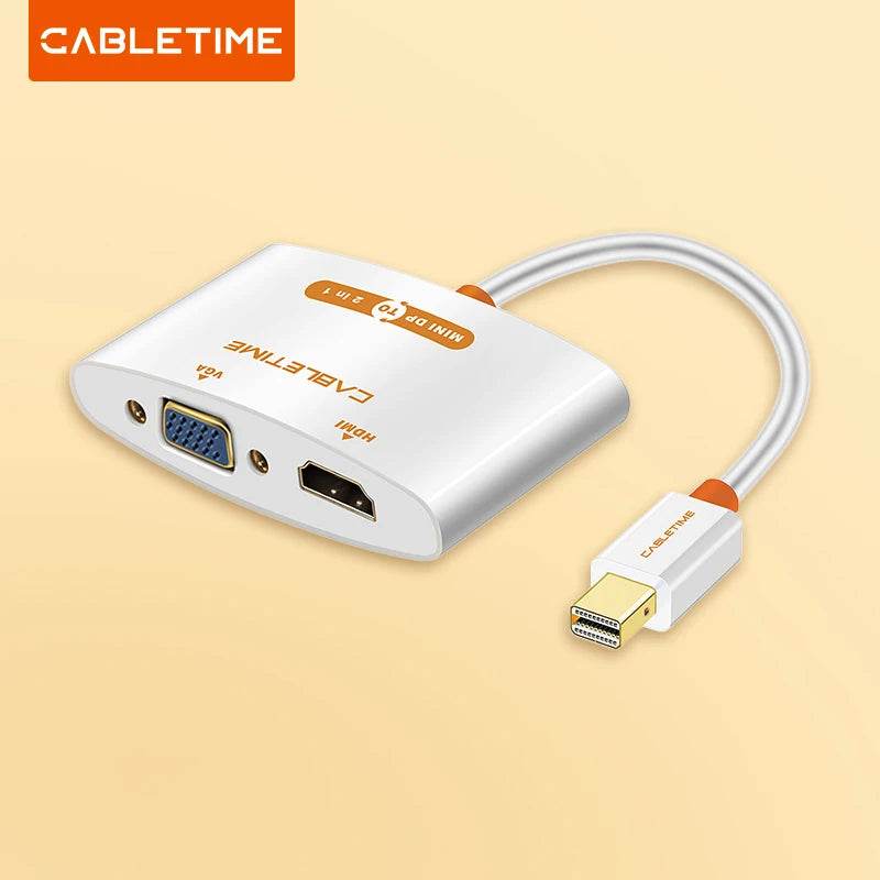 CABLETIME Mini DisplayPort to VGA HDMI Adapter 2in1 - Venduqo
