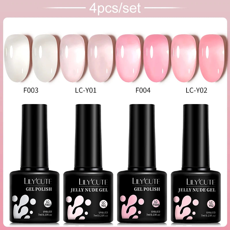 Set 4/5 Piese Oja Gel Roz Nude LILYCUTE 7ML