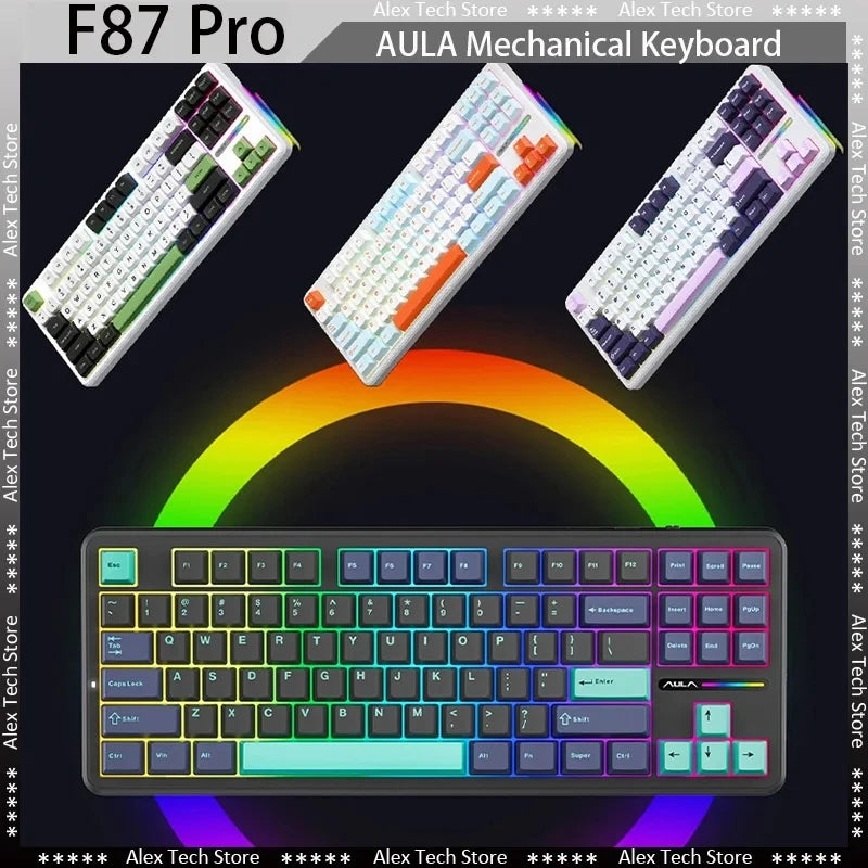 AULA F87Pro/F87 Mechanical RGB Keyboard - Tri-Mode Connectivity