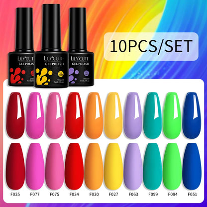 Set 10 Piese Lac Unghii Gel LILYCUTE - Culori de Primăvară și Vară