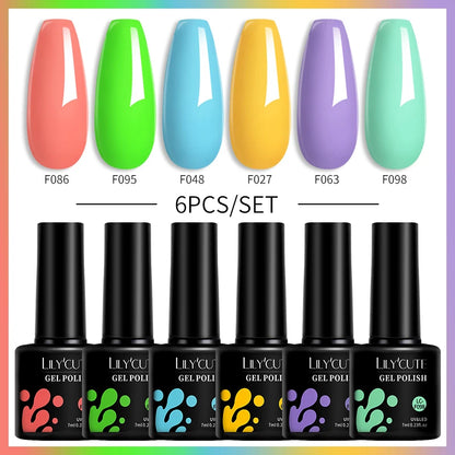 Set 6 Piese Oja Gel Termica LILYCUTE 7ML Serie Roșie