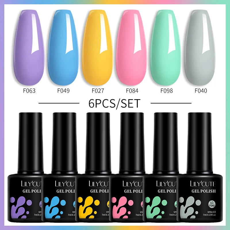 Set 6 Piese Oja Gel Termica LILYCUTE 7ML Serie Roșie