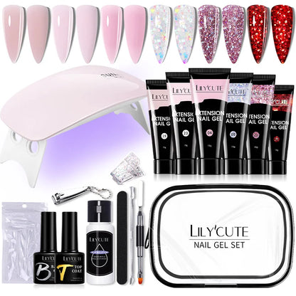 LILYCUTE Set Manicure 15ML cu Gel pentru Extensii Unghii și Lampă UV