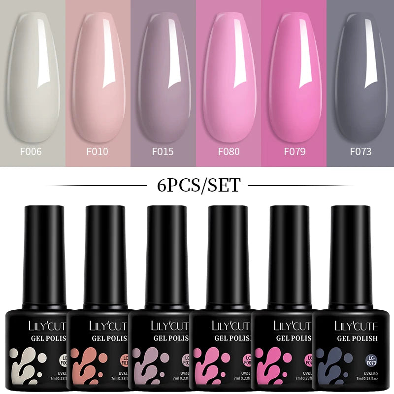 Set 6 Piese Oja Gel Termica LILYCUTE 7ML Serie Roșie