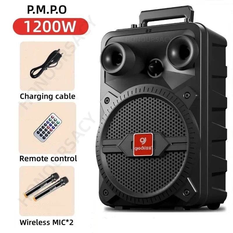 Boxa Bluetooth 1200W P.M.P.O cu Microfon Dual pentru Karaoke - Venduqo