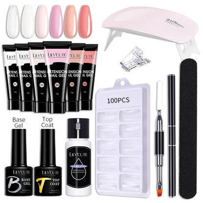 LILYCUTE Set Manicure 15ML cu Gel pentru Extensii Unghii și Lampă UV