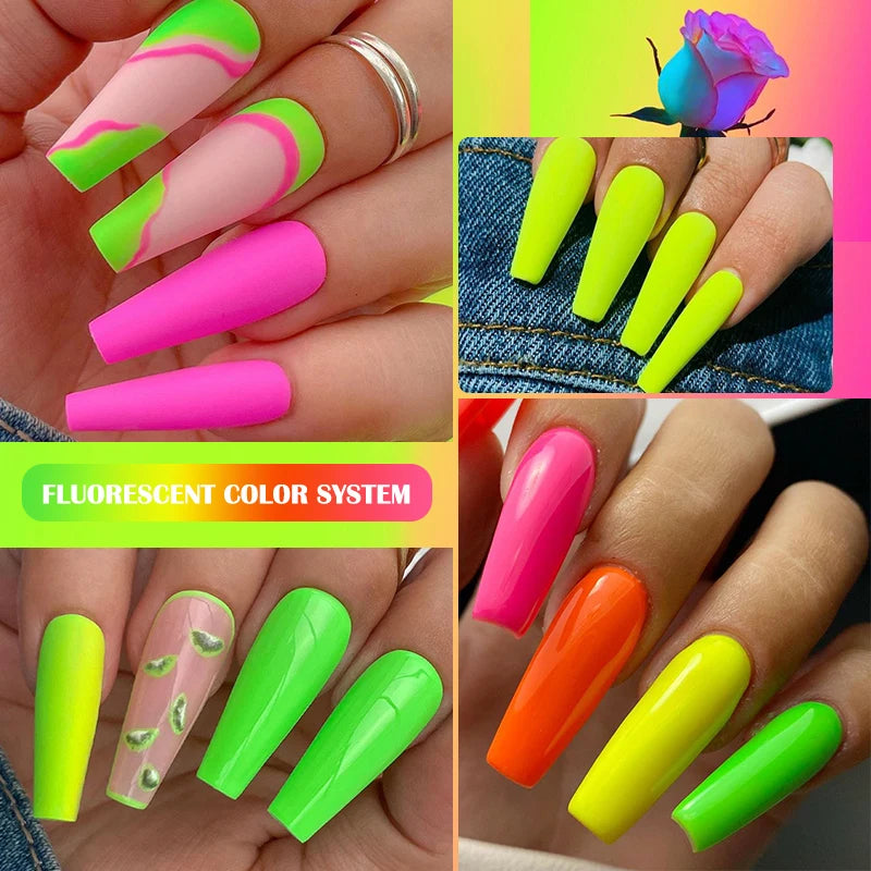 LILYCUTE 20/10Pcs Lac de Unghii Fluorescent cu Glitter