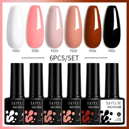 Set 6 Piese Oja Gel Termica LILYCUTE 7ML Serie Roșie