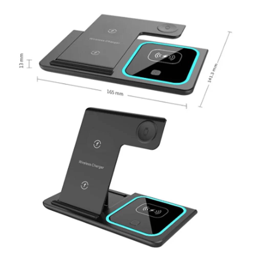 Stație de Încărcare Wireless 3 în 1 cu LED pentru iPhone și Apple Watch - Venduqo