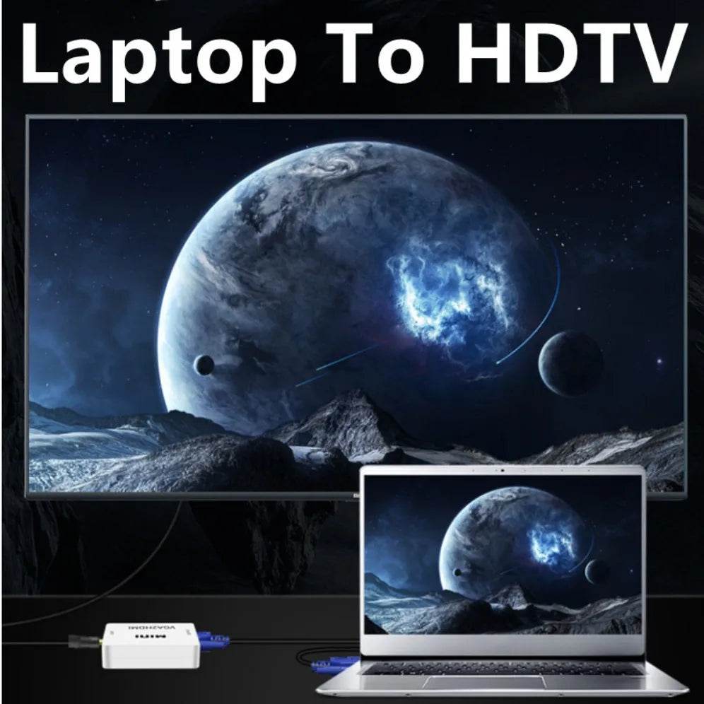 VGA to HDMI-compatible Converter HD 1080P VGA to HDMI Female to Female Adapter With Audio Output For PC Laptop HDTV Projector - Venduqo