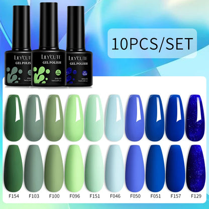 Set 10 Piese Lac Unghii Gel LILYCUTE - Culori de Primăvară și Vară