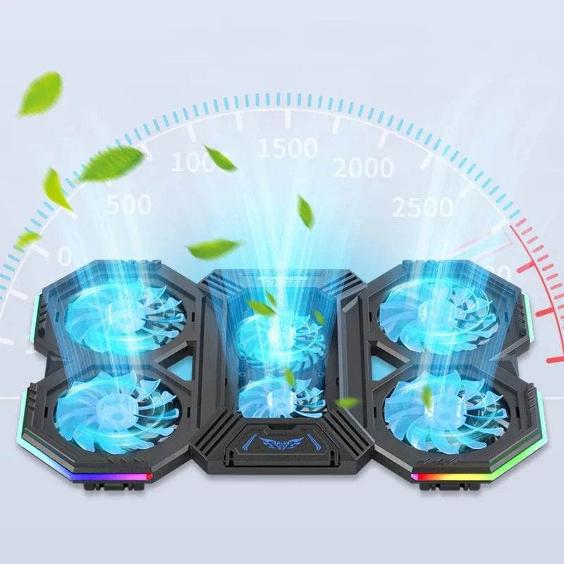 Răcitor Laptop Gaming 17 Inch cu 6 Ventilatoare RGB - Venduqo
