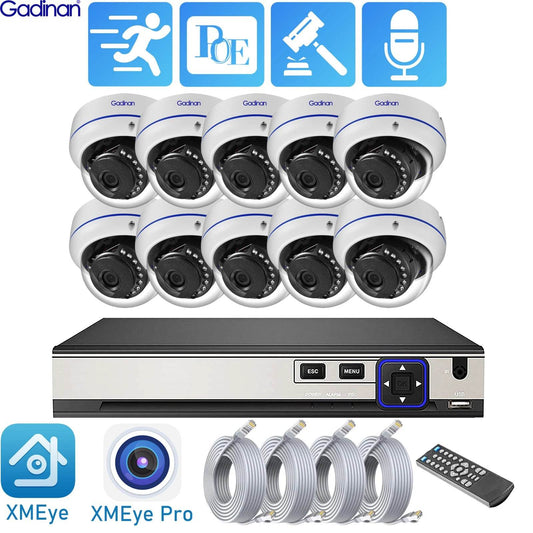 Kit de Supraveghere Gadinan 4K POE cu 10 Canale și Camere Dome Vandalproof - Venduqo