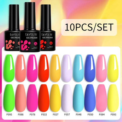 Set 10 Piese Lac Unghii Gel LILYCUTE - Culori de Primăvară și Vară